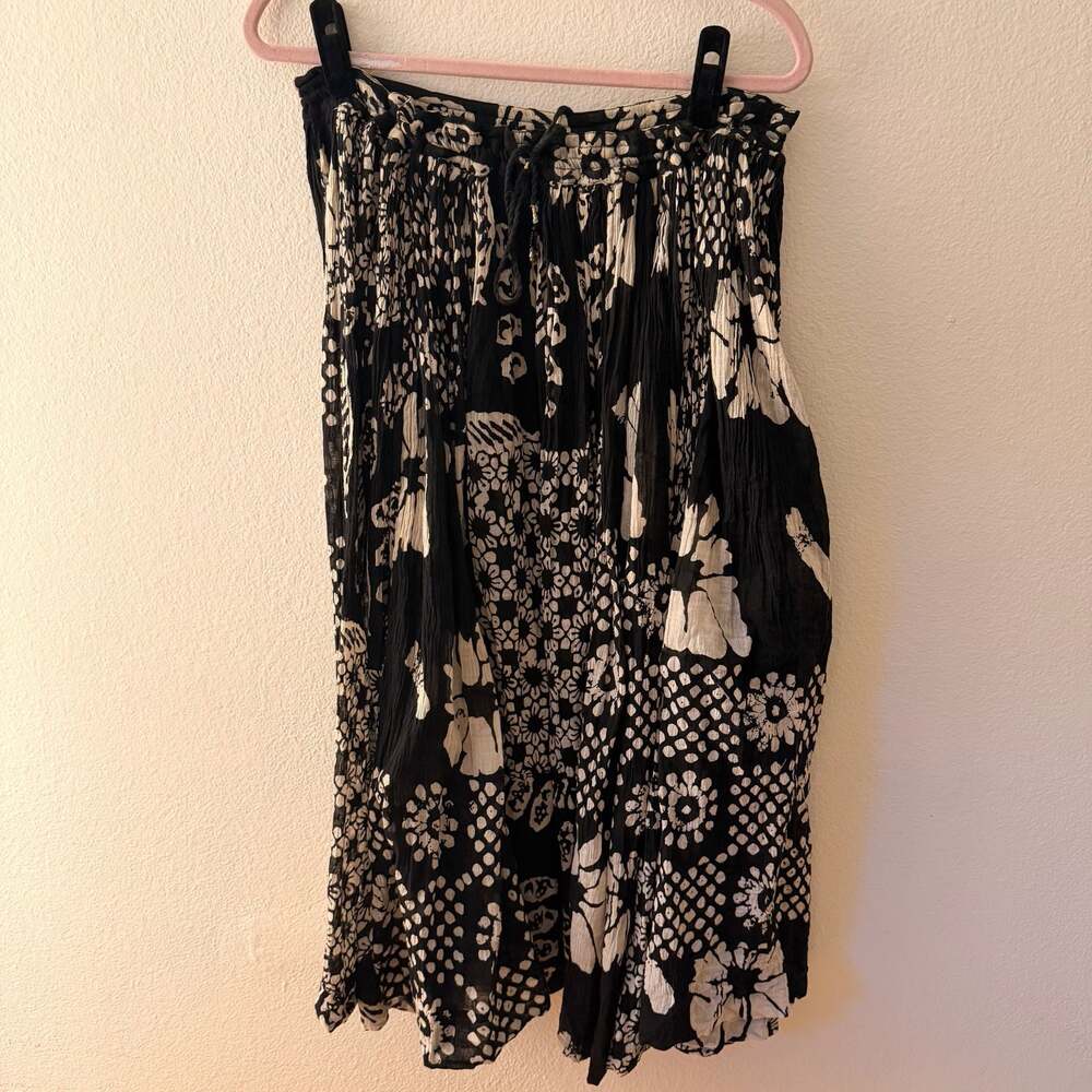 Just Class Vintage Black and White Floral Print Cotton Maxi Skirt Size S